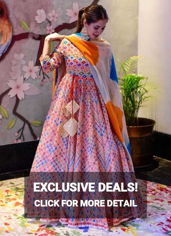 Multi Colour Festival Cotton Silk Designer Gown -