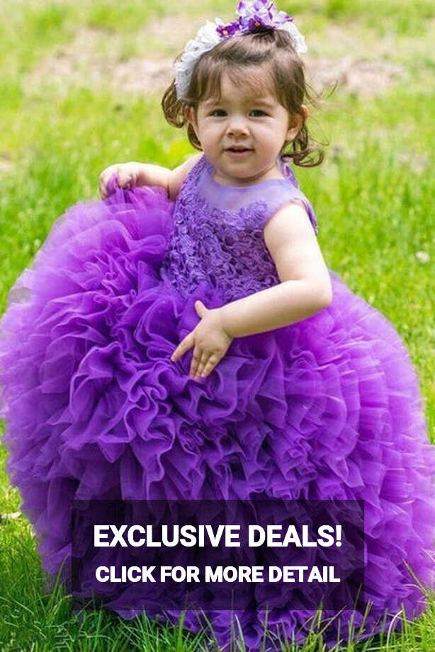 Multi Tiers Tulle Lace Ball Gown for Kids Wedding Party Dress ...