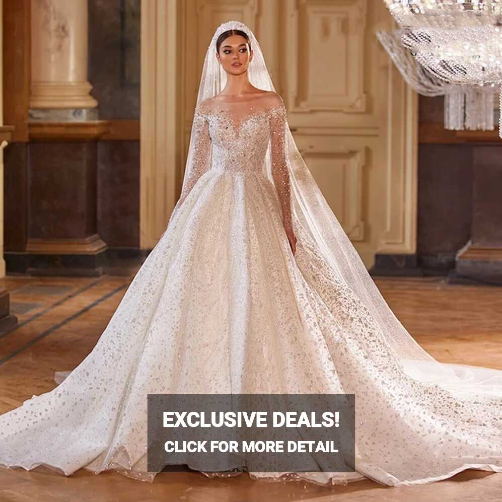 Muslim A-Line Wedding Dress 2023 Luxury Sweetheart Beaded Long ...