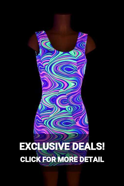 NEON Glow Worm Print Bodycon Tank Style Mini Dress E7930 - Etsy