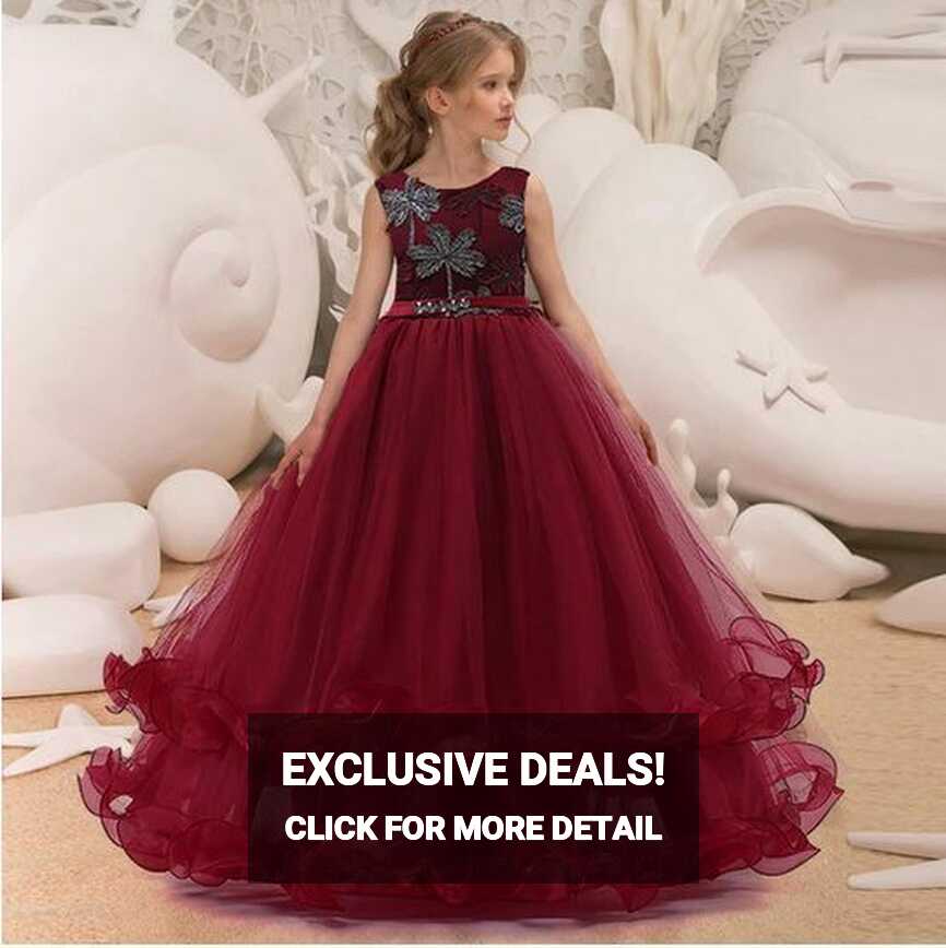 NEW Lovely Kids Girls Princess Long Elegant Ball Gown Party Dress ...