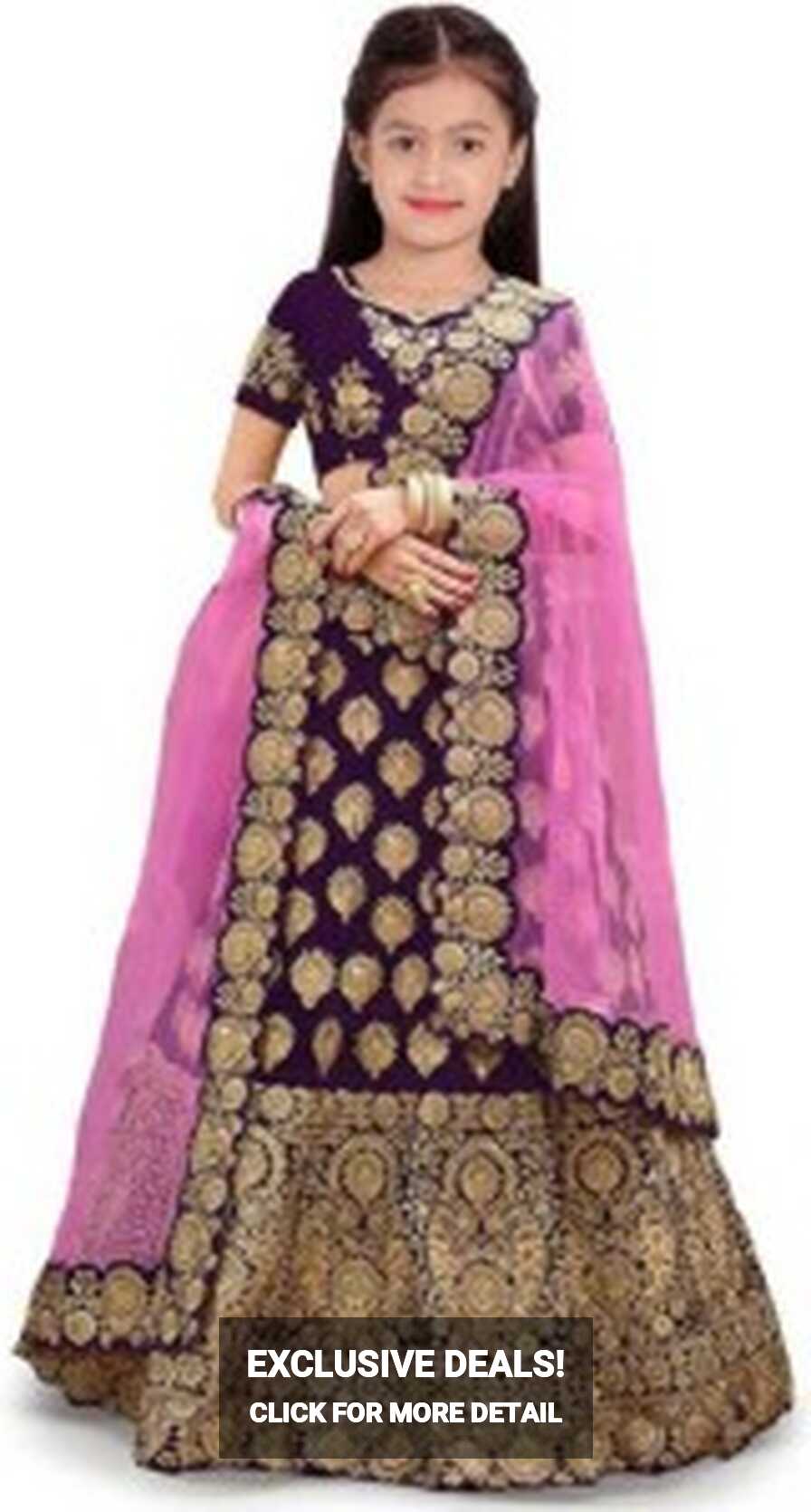 NIBKA Girls Lehenga Choli Ethnic Wear Embroidered Ghagra, Choli ...