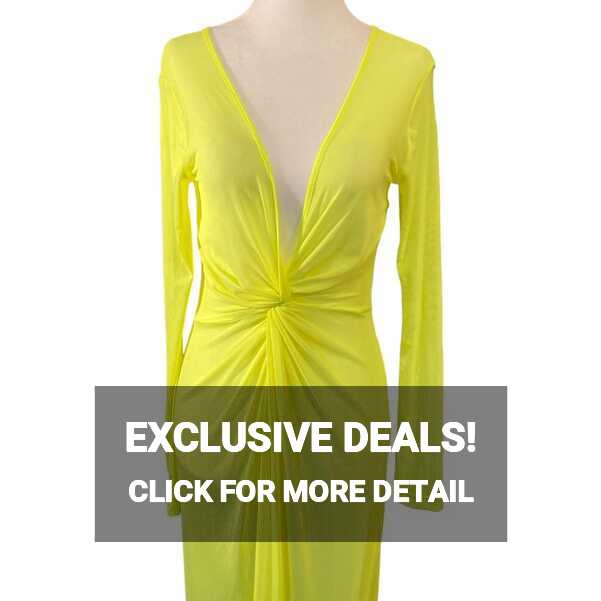 NWT Forever 21 Cover Up Dress Women&#39;s Small Neon Yellow Maxi Sheer ...