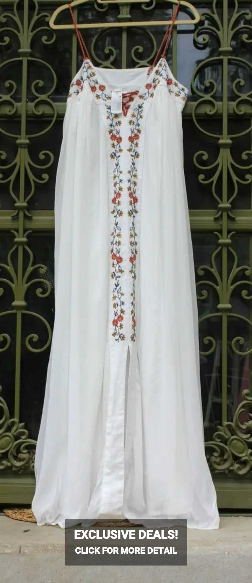 NWT Lauren Conrad Long White Flowy Dress w Embroidery Kohl&#39;s $78 ...