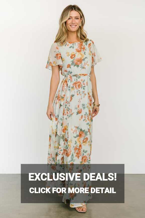 Naomi Short Sleeve Maxi Dress | Sage Floral | Baltic Born