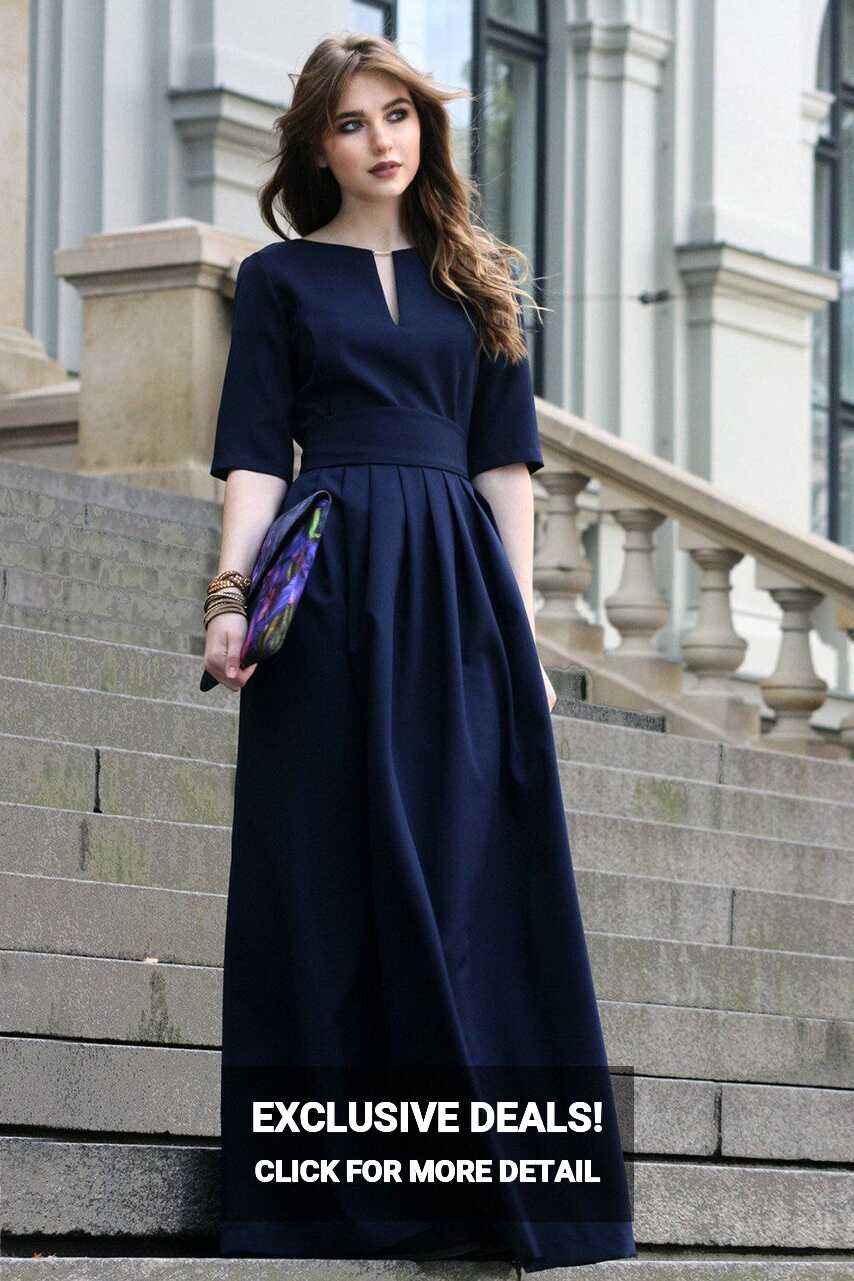 Navy Blue Dress, Bridesmaid Dress, Gothic Clothing, Oversized ...