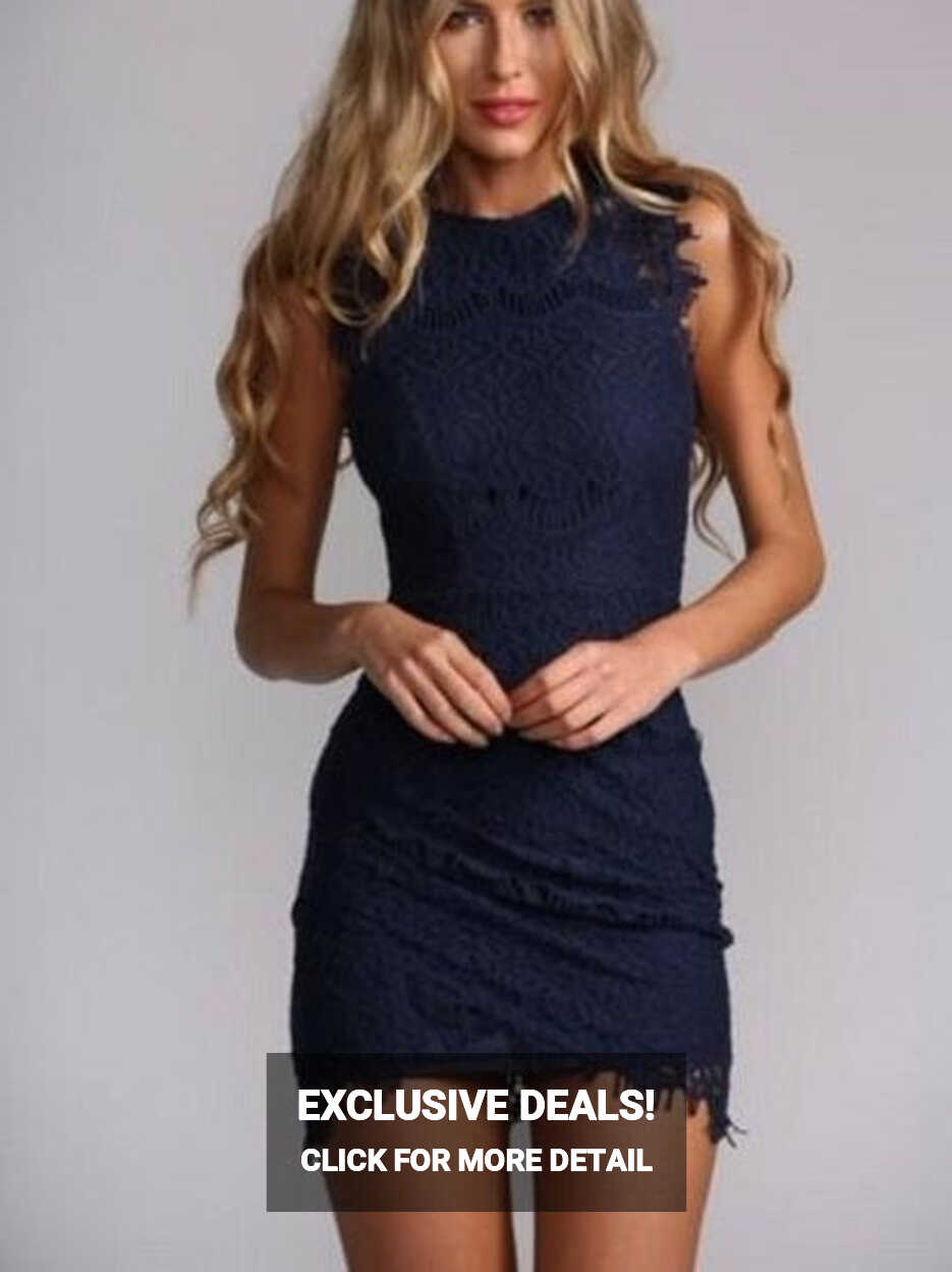 Navy Blue Lace Mini Semi Formal Dress | Short Tight Prom Dress