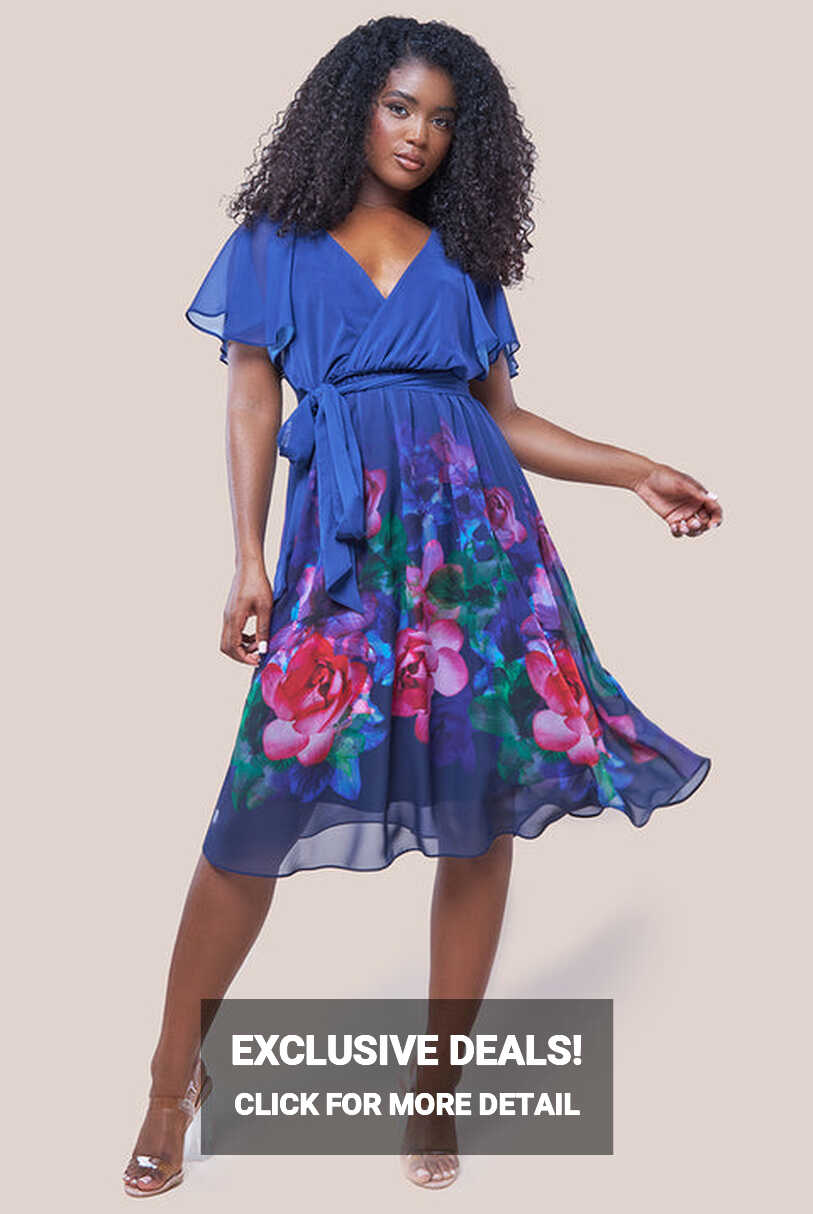 Navy Floral Dresses | Goddiva