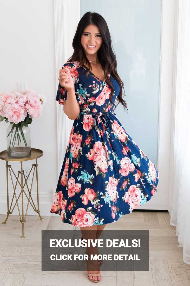 Navy Floral Modest Church Dress | Best and Affordable Modest ...