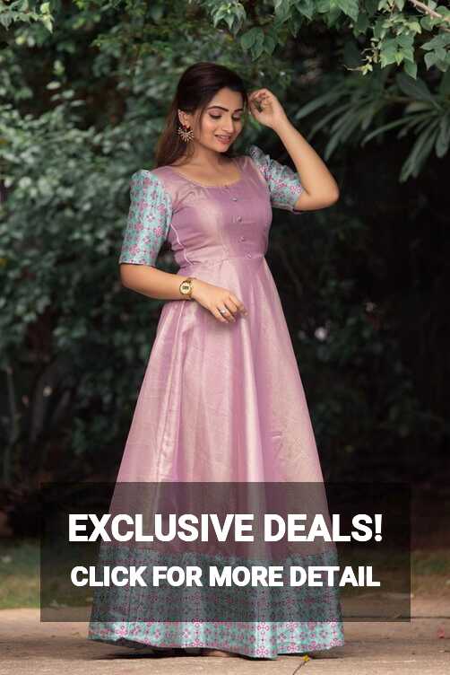 Navya Lavender Zari Check Gown