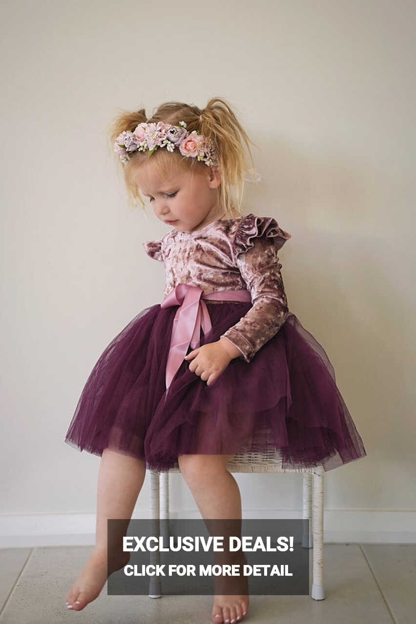 Nellie Girls Velvet Dress - Plum – A Little Lacey