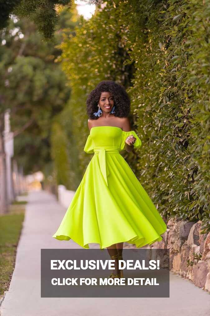 Neon Yellow Off Shoulder Dress