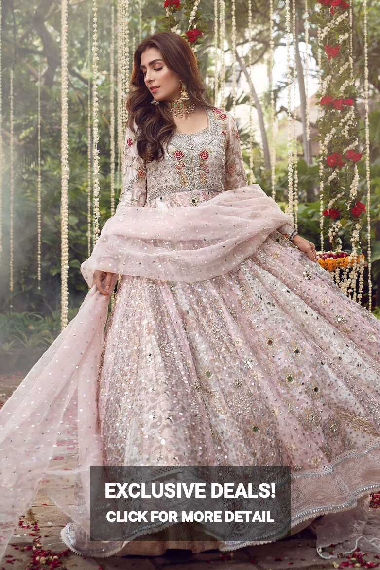 Net Bridal Frock for Walima in Blush Pink #Y2068 | Pakistani ...