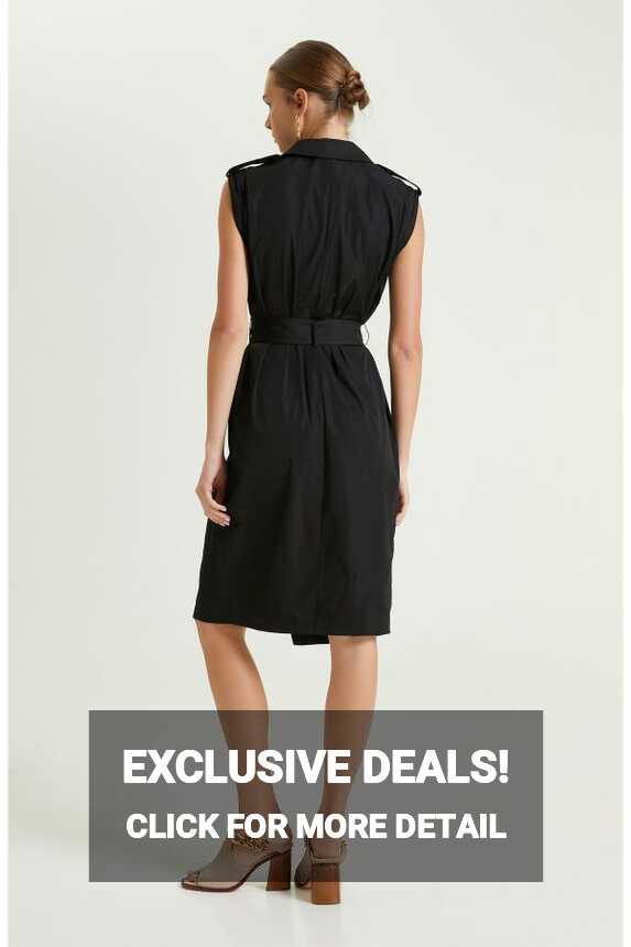 Network Knee Length Sleeveless Black Dress - Trendyol