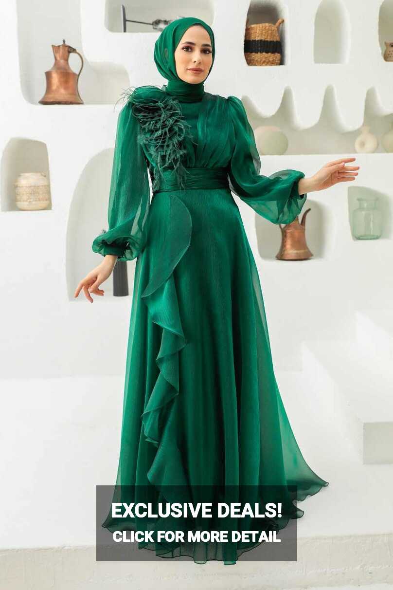 Neva Style - Modern Green Hijab Evening Dress 22321Y