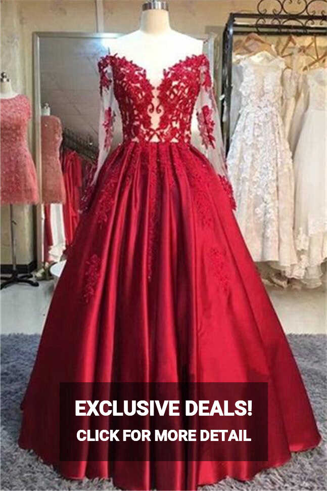 New Arrival Red Prom Dresses Off-the-Shoulder Lace Appliques Long ...