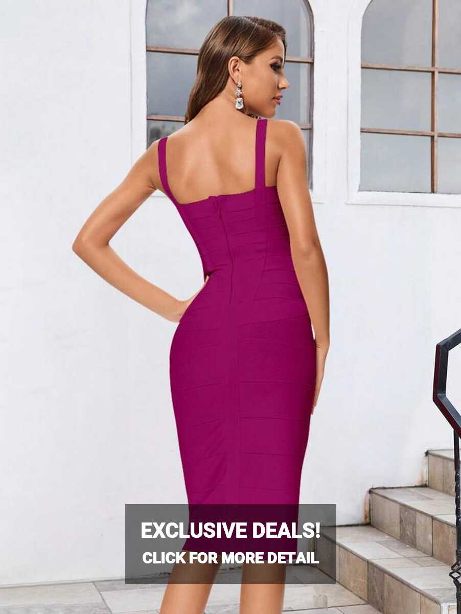 New Arrival Women&#39;s Sexy Purple-Red Spaghetti Strap Bodycon Dress ...