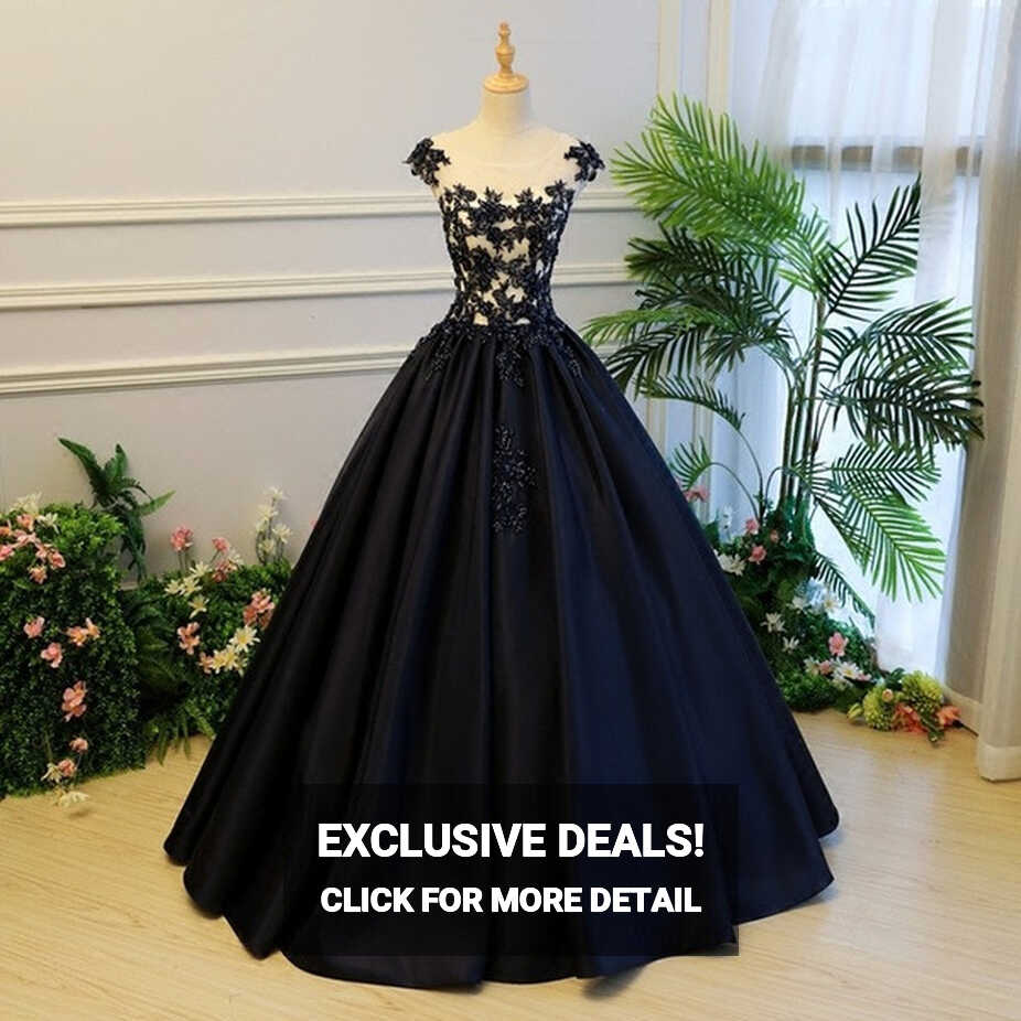 New Black Puffy Quinceanera Dresses 2020 Satin Princess Ball Gown ...