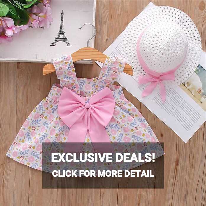 New Born Girl Sleeveless Flowers Print Big Bowknot Cami Dress ...