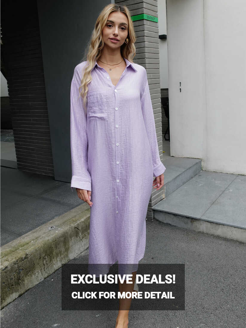 New Design 2024 Women Summer Long sleeve Basic Shirt Maxi Long dress