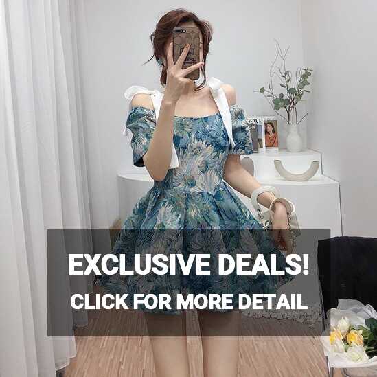 New French Puff Sleeve Floral Dress New Korean Style Temperament ...