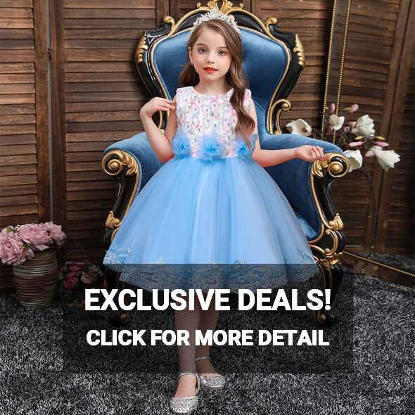 New Girls Embroidered Star Princess Dress 3 to 12 Years Old ...