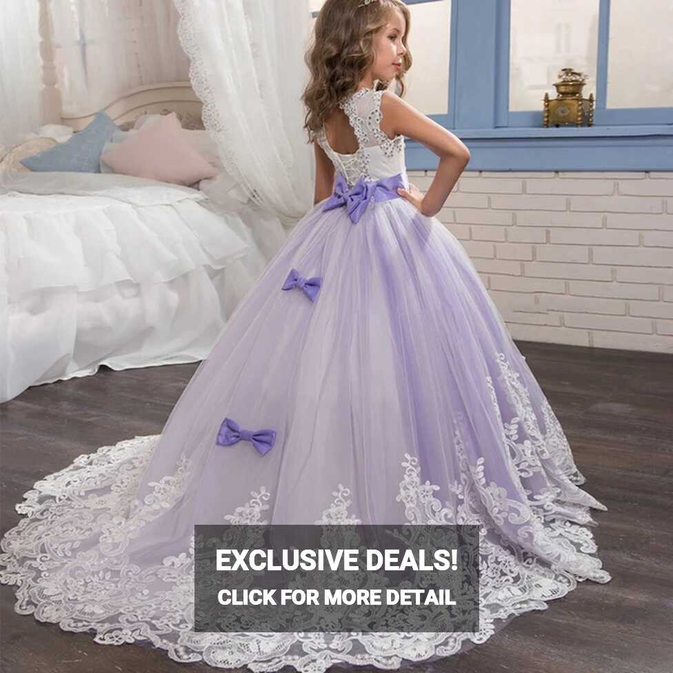 New Kid Girl Clothes Summer Flower Lace Girls Wedding Pageant ...