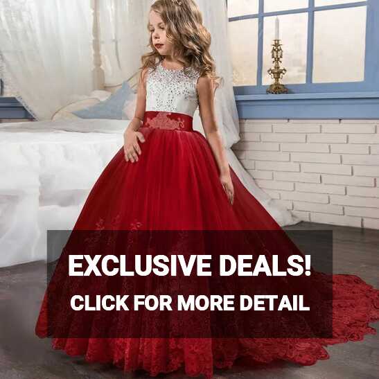 New Kids Flower Girls Princess Party Gown Girls Wedding Prom ...