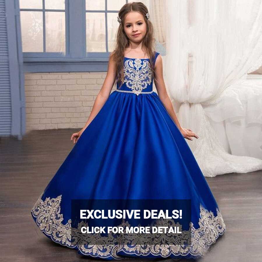 New Lovely Royal Blue Girls Pageant Dresses Princess Square Neck ...