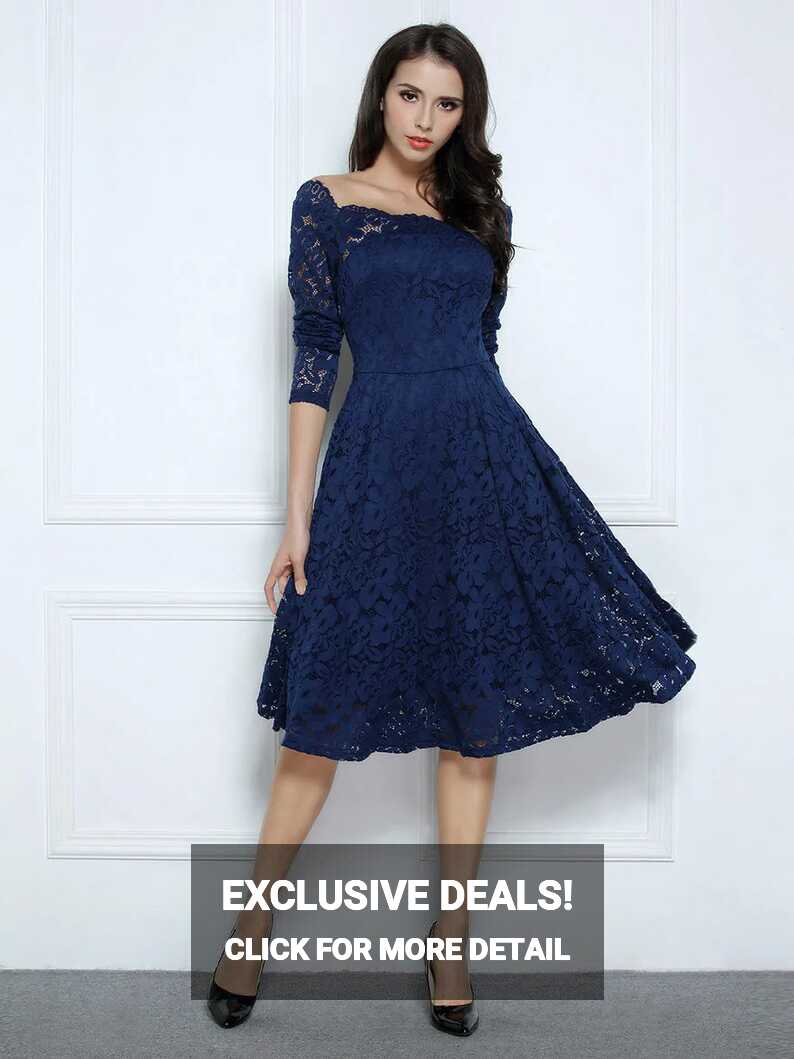 New MissMay S Navy Blue Lace Cocktail Formal Dress off Shoulder ...