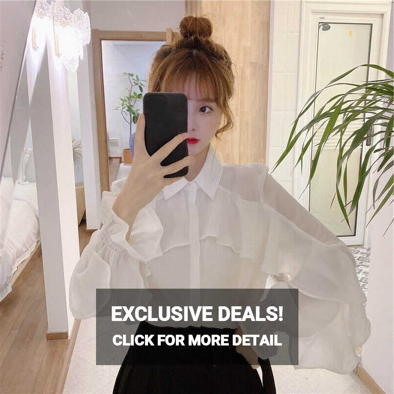 New Sweet Girls Womens Chiffon Ruffles Tops Bow Loose Blouses Long ...