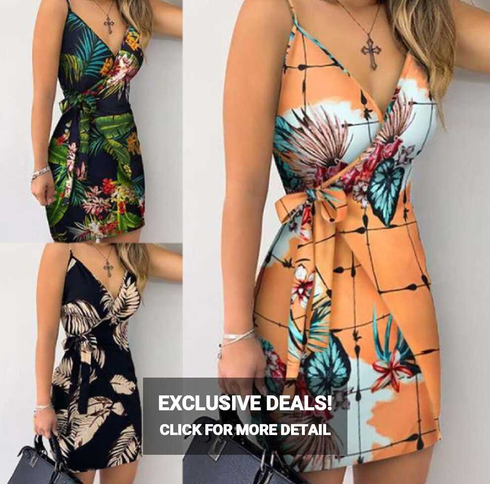 New fashion summer v neck short dress for women - Whole Mall