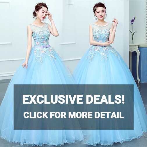 New sky blue sweat lace lady girl women princess prom banquet ...