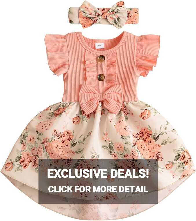 Newborn Baby Girl Dress Floral Ruffle Sleeve Casual Beach Sundress ...