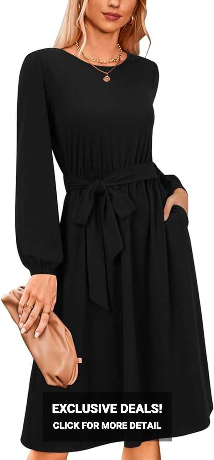 Newshows Fall Dresses for Women 2024 Long Sleeve Black Dress ...