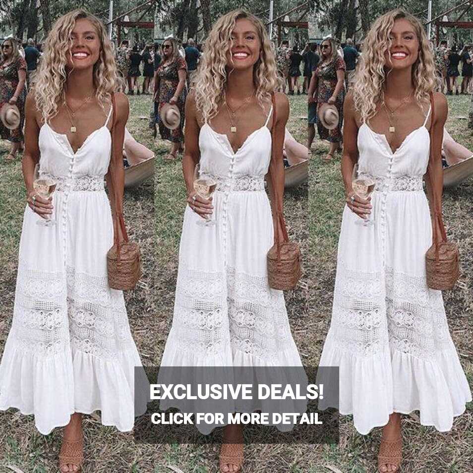 Nituyy Women Backless Sleeveless Beach Crochet Bohemian Halter ...