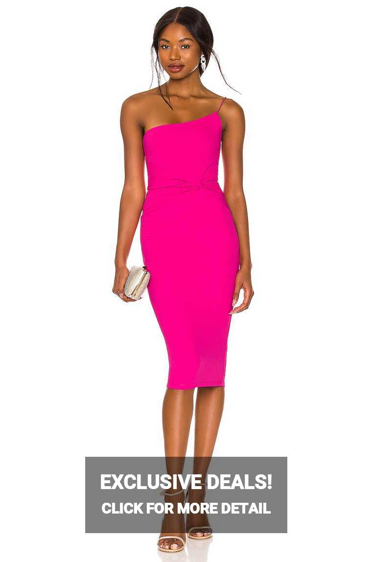 Nookie Lust One Shoulder Midi Dress in Neon Pink | REVOLVE