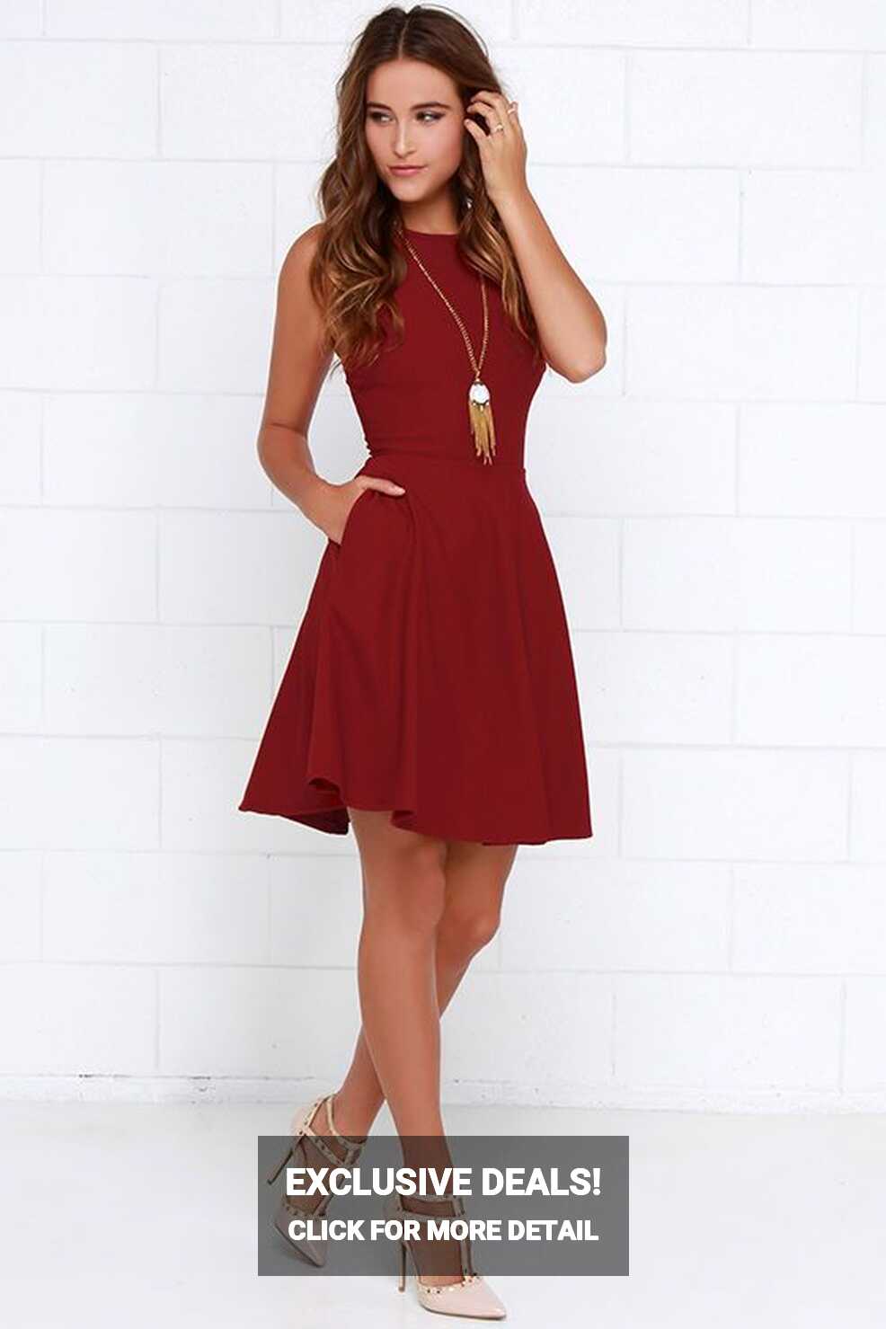 Now or Skater Wine Red Dress | Red dress casual, Red dress outfit ...