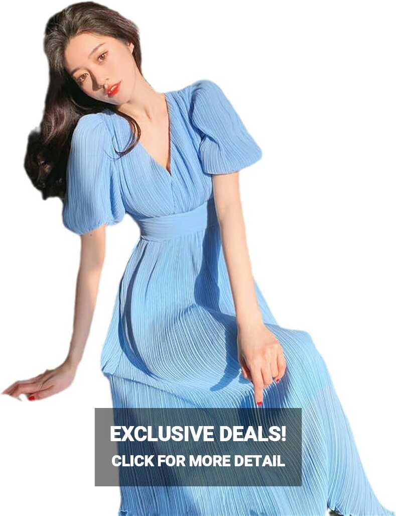 OFFSUM Summer Women&#39;s Dress - Chiffon Korean Style Retro Long ...