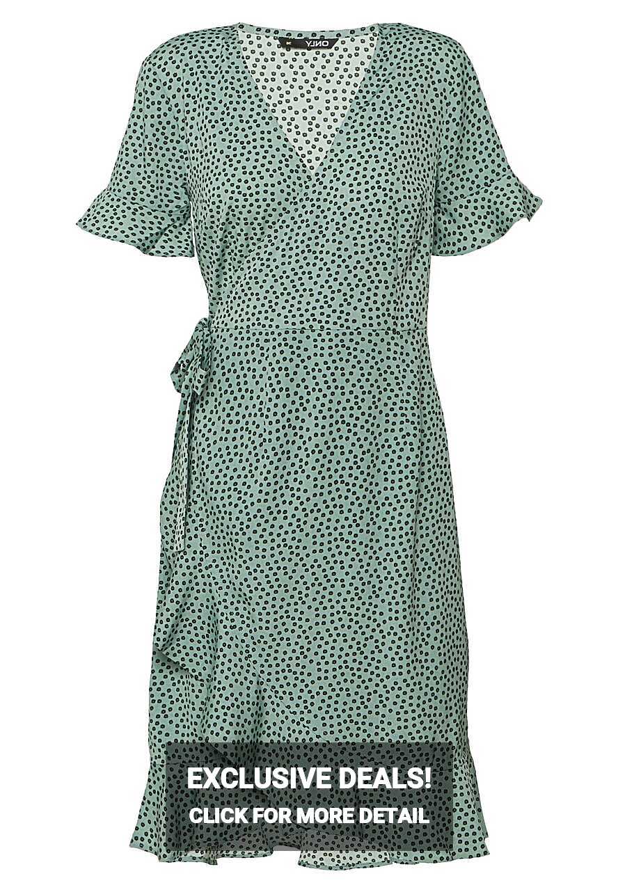 ONLY ONLOLIVIA WRAP DRESS - Day dress - green/black/green ...