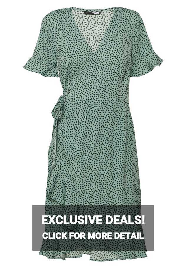 ONLY ONLOLIVIA WRAP DRESS - Day dress - green/black/green - Zalando