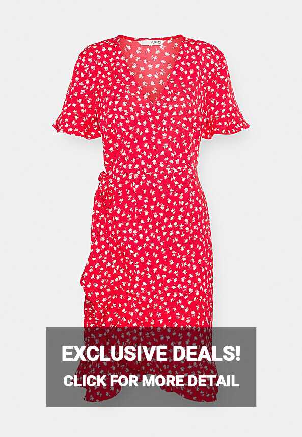 ONLY ONLOLIVIA WRAP DRESS - Day dress - mars red/red - Zalando.co.uk