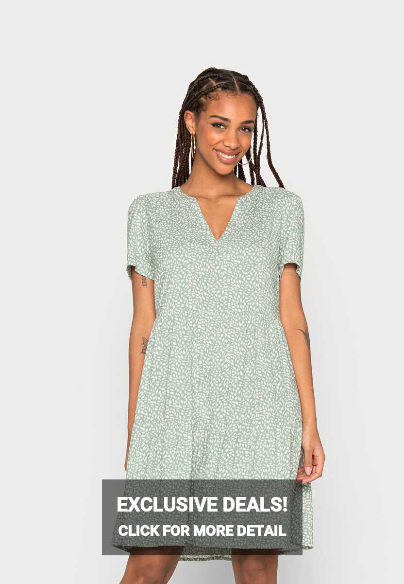 ONLY ONLZALLY LIFE THEA DRESS - Day dress - green/white/green ...