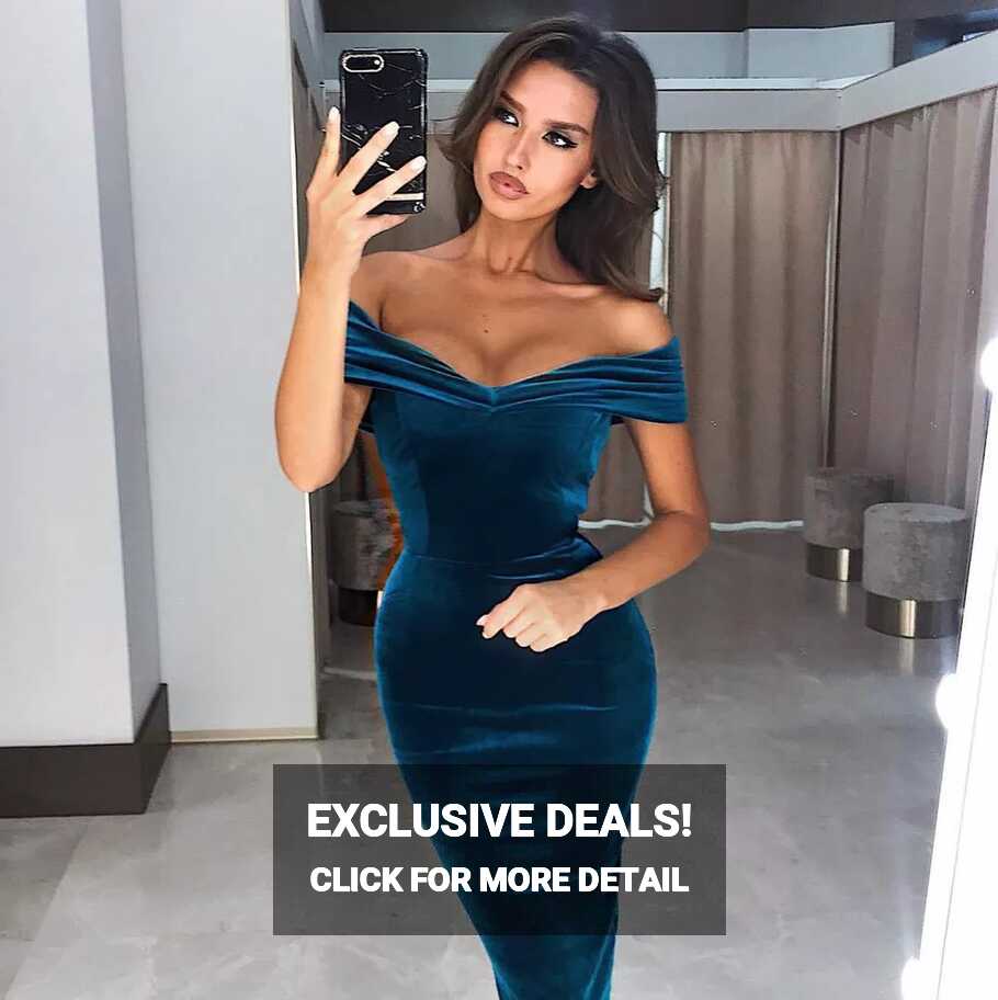 Off Shoulder Bodycon Dress Sexy Elegant Evening Cocktail Party ...