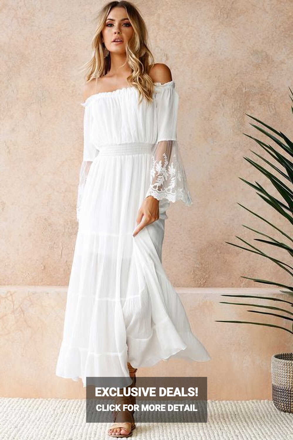 Off Shoulder Long White Chiffon Summer Dress Beach Dress ...