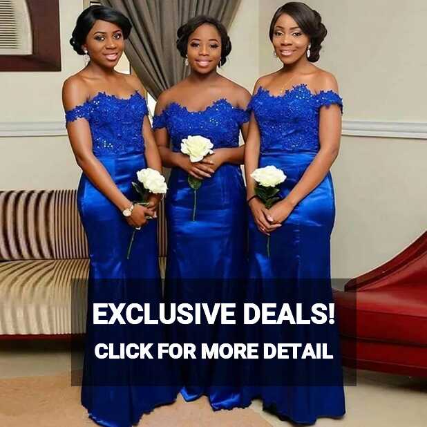 Off Shoulder Royal Blue Satin Cobalt Blue Bridesmaid Dresses Plus ...