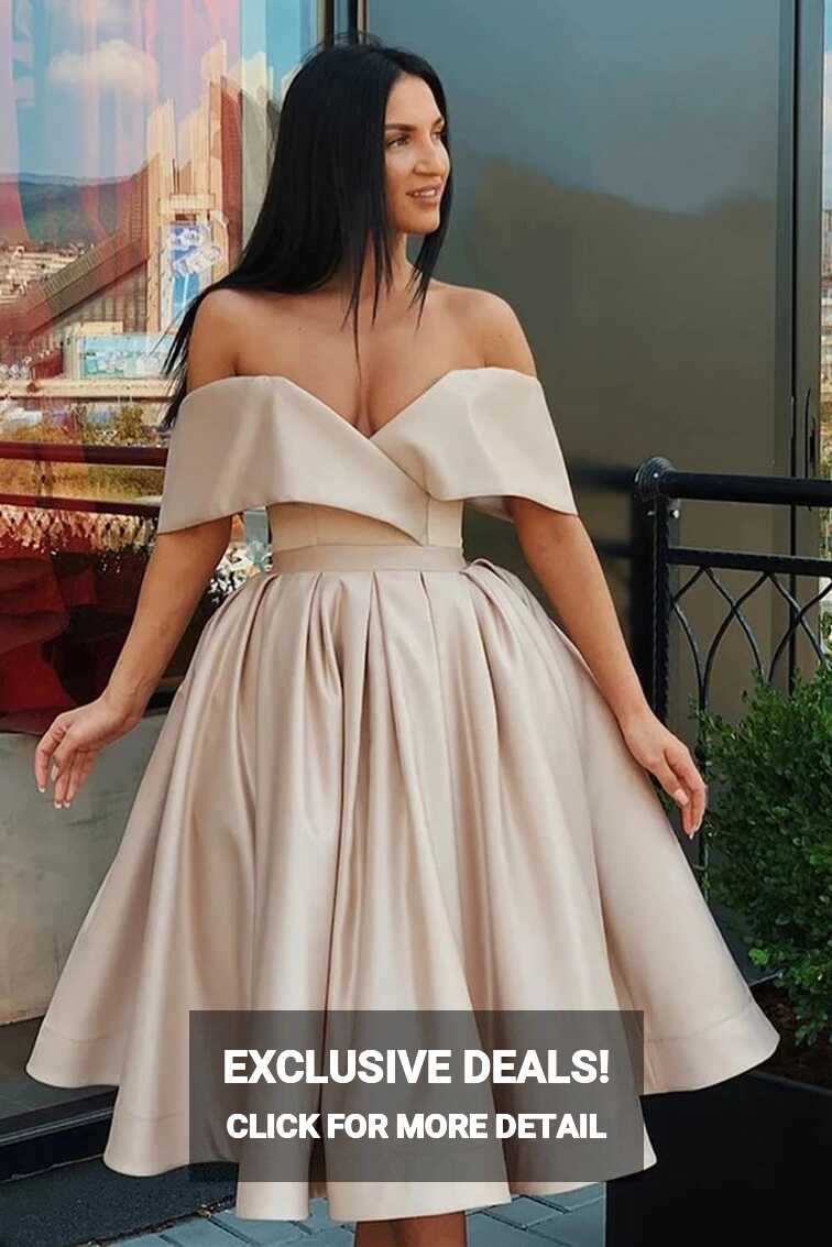 Off Shoulder Short Simple Prom Dress, Satin Homecoming Graduation ...