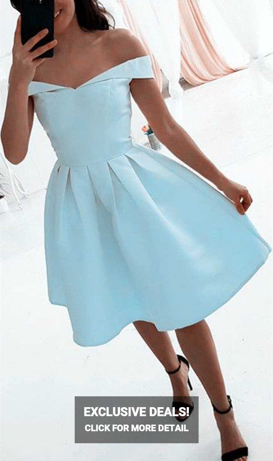 Off Shoulder Simple Light Blue Party Dress, Simple Party Dress ...