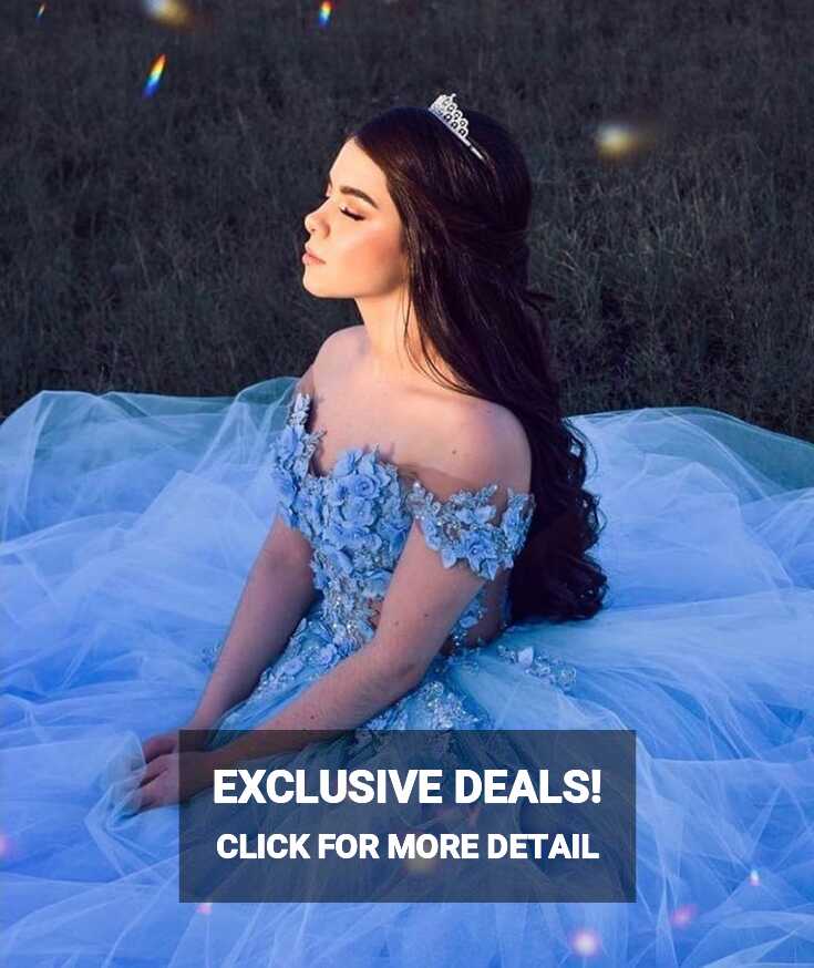 Off The Shoulder Blue Tulle Prom Dress,Blue Princess Dress Y4121 ...