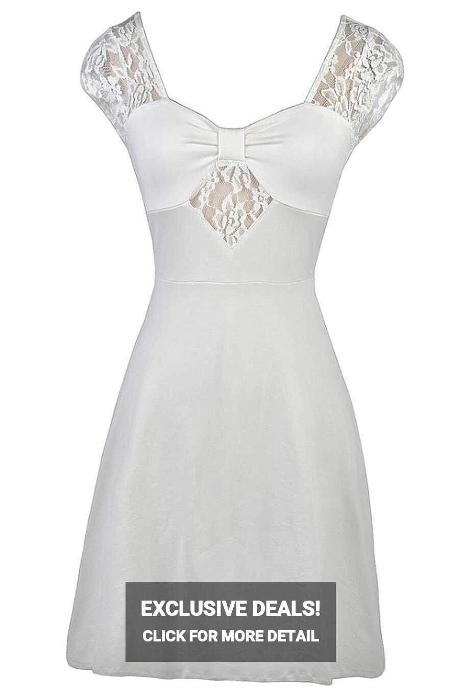 Off White Capsleeve Lace Dress, Off White Summer Dress, Cute ...